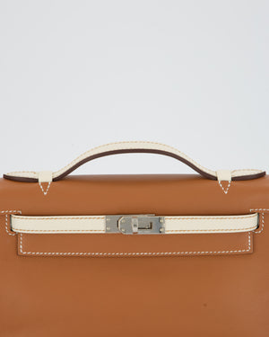Hermès HSS Kelly Pochette Bag in Gold and Nata Verso Swift Leather with Palladium Hardware
