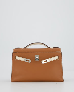 Hermès HSS Kelly Pochette Bag in Gold and Nata Verso Swift Leather with Palladium Hardware