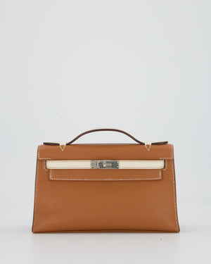 Hermès HSS Kelly Pochette Bag in Gold and Nata Verso Swift Leather with Palladium Hardware