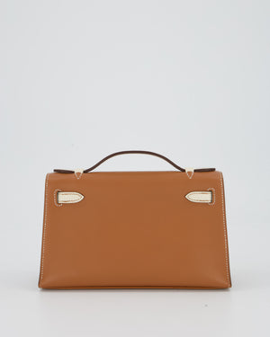 Hermès HSS Kelly Pochette Bag in Gold and Nata Verso Swift Leather with Palladium Hardware