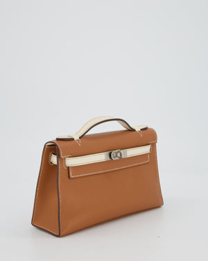 Hermès HSS Kelly Pochette Bag in Gold and Nata Verso Swift Leather with Palladium Hardware