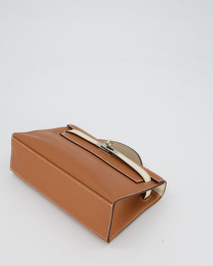 Hermès HSS Kelly Pochette Bag in Gold and Nata Verso Swift Leather with Palladium Hardware