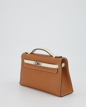 Hermès HSS Kelly Pochette Bag in Gold and Nata Verso Swift Leather with Palladium Hardware