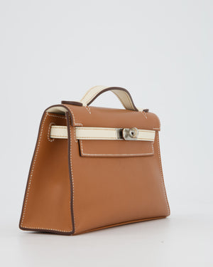 Hermès HSS Kelly Pochette Bag in Gold and Nata Verso Swift Leather with Palladium Hardware