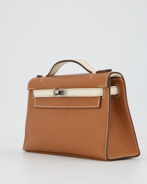 Hermès HSS Kelly Pochette Bag in Gold and Nata Verso Swift Leather with Palladium Hardware