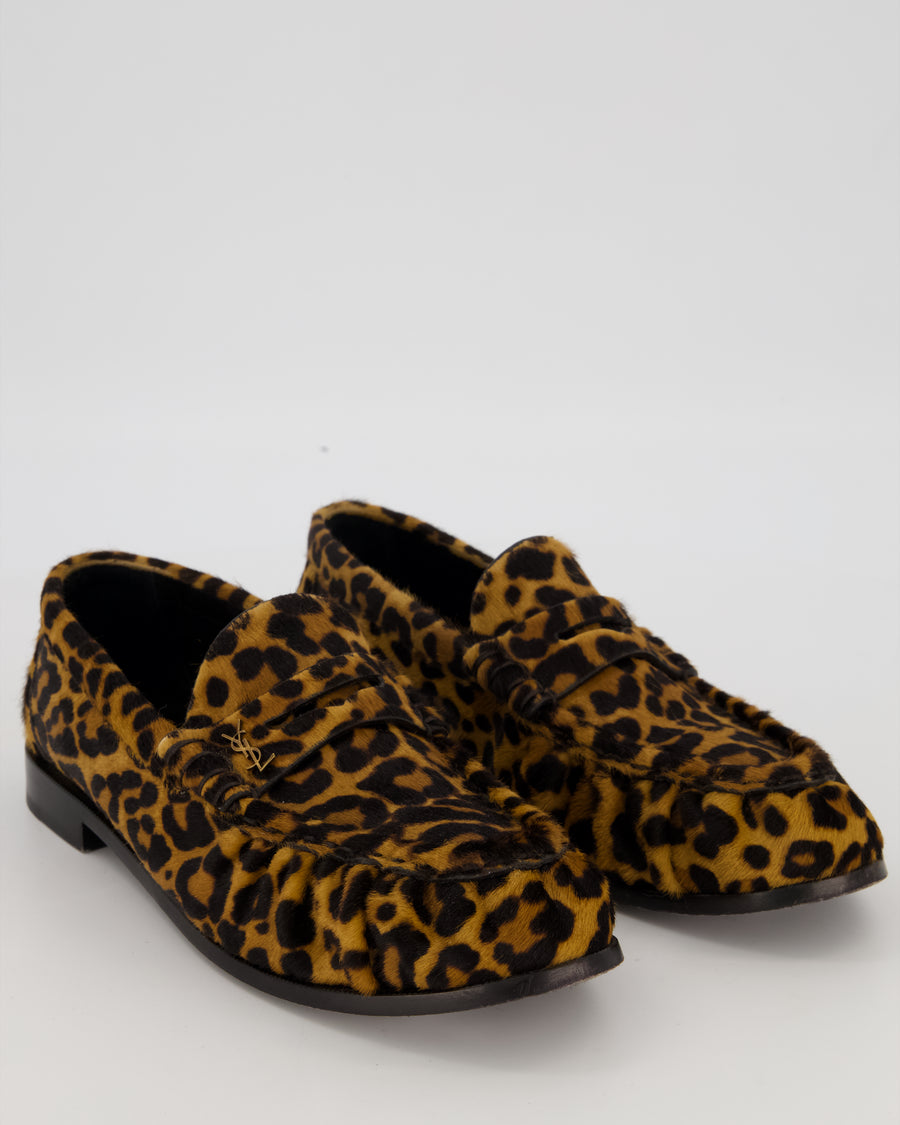 Saint Laurent Le Loafer Cassandre in Leopard Print Calf Hair Size EU 40 RRP £1,100