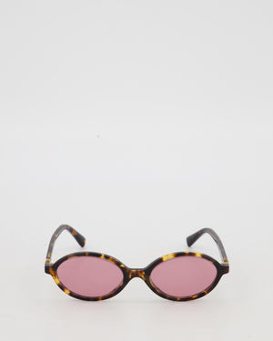 Miu Miu Tortoise Print Regard Oval Sunglasses SMU04Z with Pink Lenses