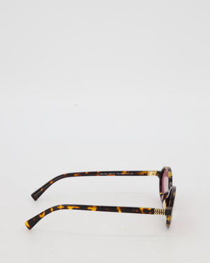 Miu Miu Tortoise Print Regard Oval Sunglasses SMU04Z with Pink Lenses