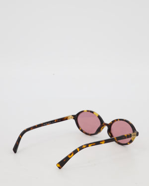 Miu Miu Tortoise Print Regard Oval Sunglasses SMU04Z with Pink Lenses