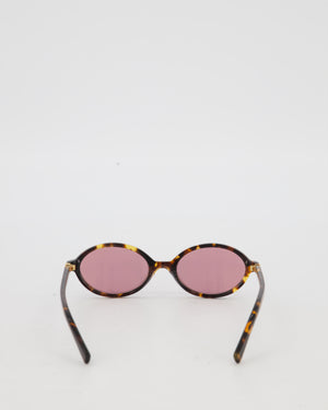 Miu Miu Tortoise Print Regard Oval Sunglasses SMU04Z with Pink Lenses
