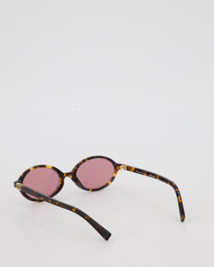 Miu Miu Tortoise Print Regard Oval Sunglasses SMU04Z with Pink Lenses