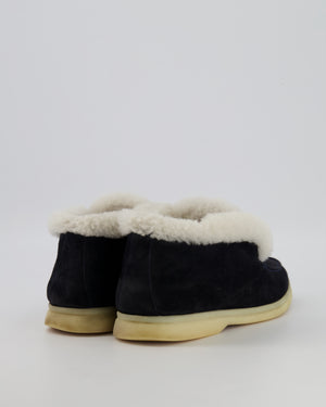 Loro Piana Navy Blue Chukka Open Walk Ankle Boots in Suede with Sheep Lining Size EU 39 RRP £2,155