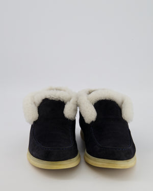 Loro Piana Navy Blue Chukka Open Walk Ankle Boots in Suede with Sheep Lining Size EU 39 RRP £2,155