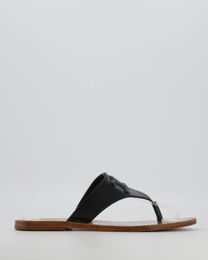Celine Black Leather Thong Sandals with Triomphe Logo Detail Size EU 39