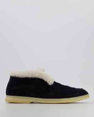 Loro Piana Navy Blue Chukka Open Walk Ankle Boots in Suede with Sheep Lining Size EU 39 RRP £2,155