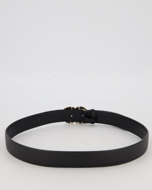 Chanel Black Leather Belt with Champagne Gold CC Chain Logo Buckle Size 85cm