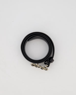 Chanel Black Leather Belt with Champagne Gold CC Chain Logo Buckle Size 85cm