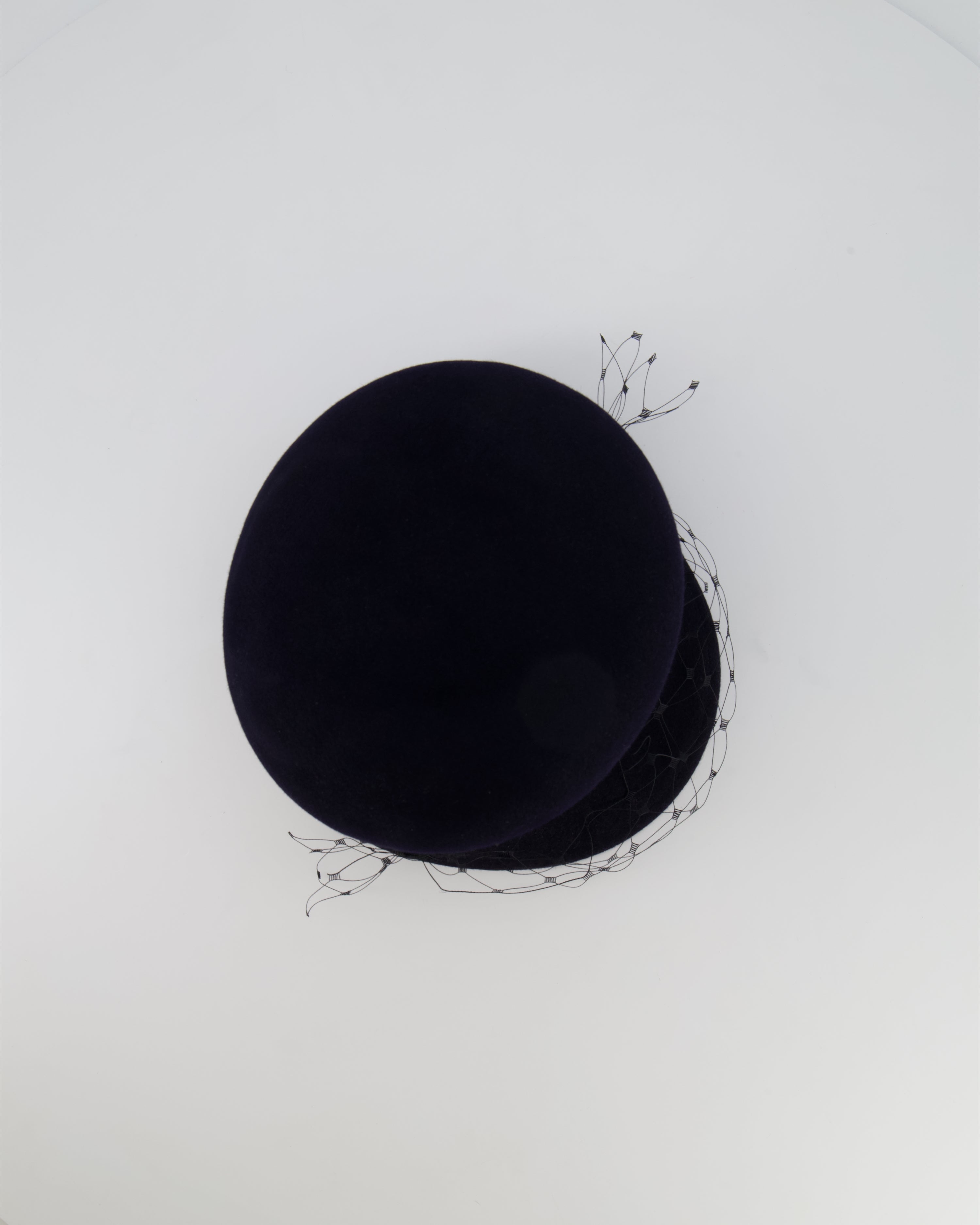Christian Dior Navy Rabbit Hair Hat with Black Parisian Veil