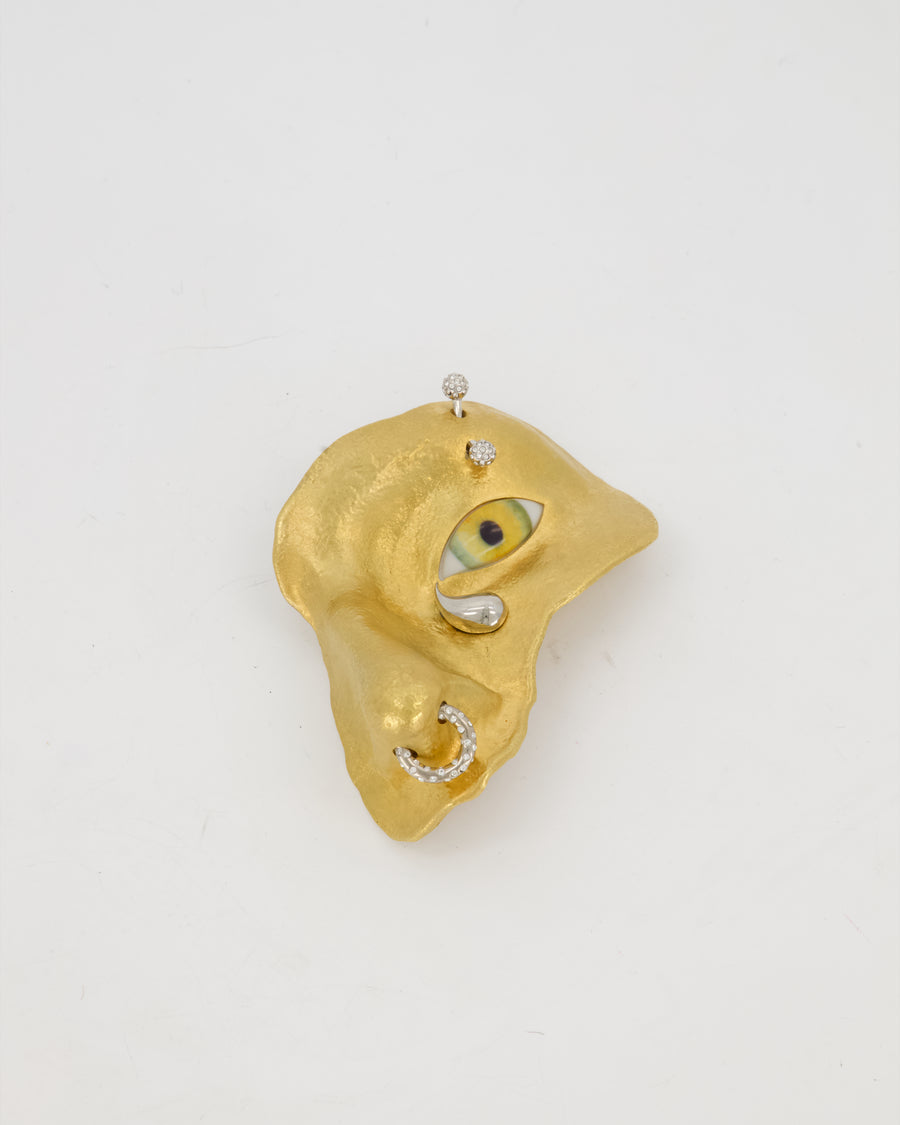 Schiaparelli Gold Brass Eye and Nose Embellishment with Crystal Eyebrow and Septum Piercing