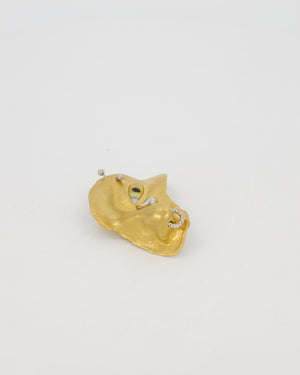 Schiaparelli Gold Brass Eye and Nose Embellishment with Crystal Eyebrow and Septum Piercing