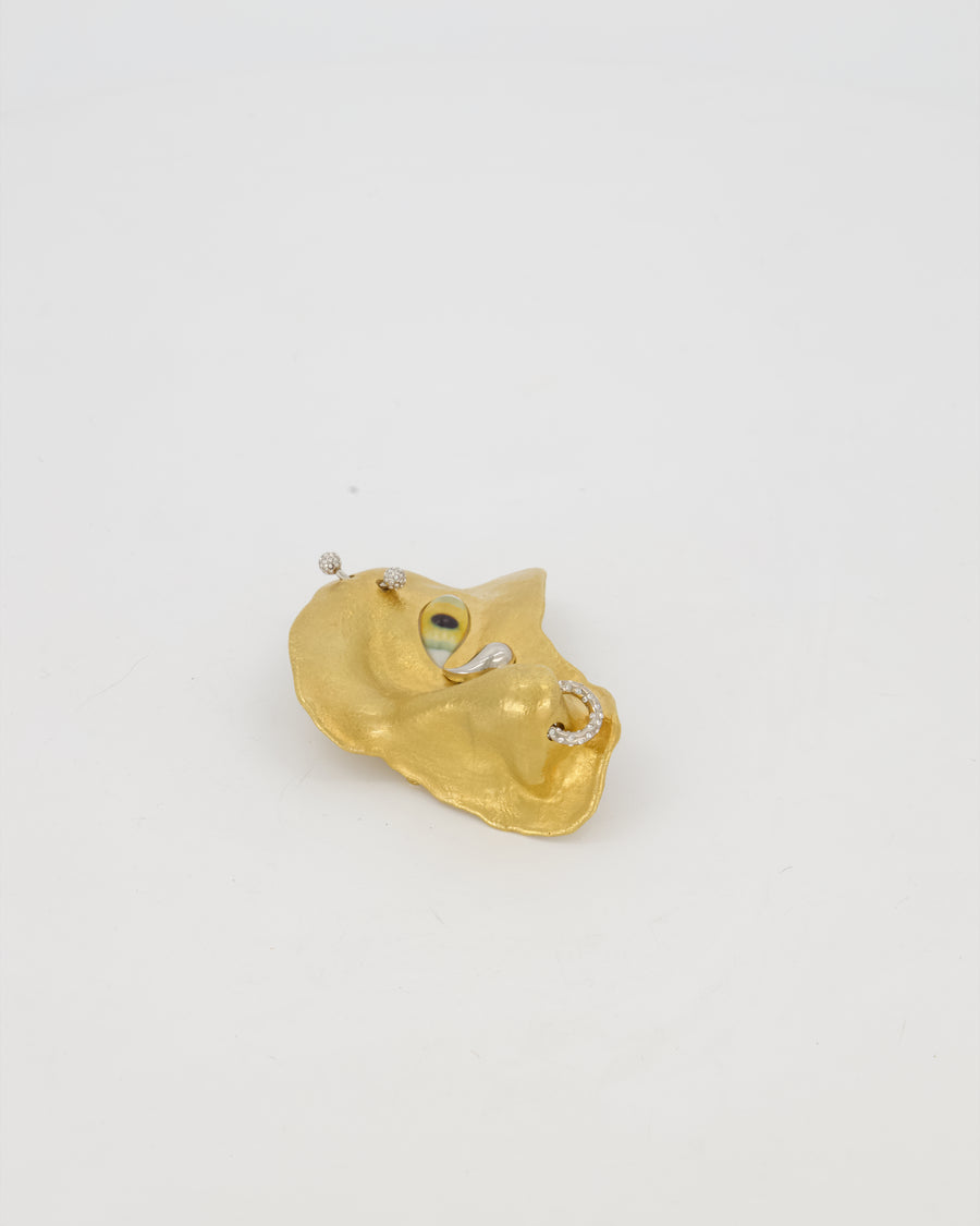 Schiaparelli Gold Brass Eye and Nose Embellishment with Crystal Eyebrow and Septum Piercing