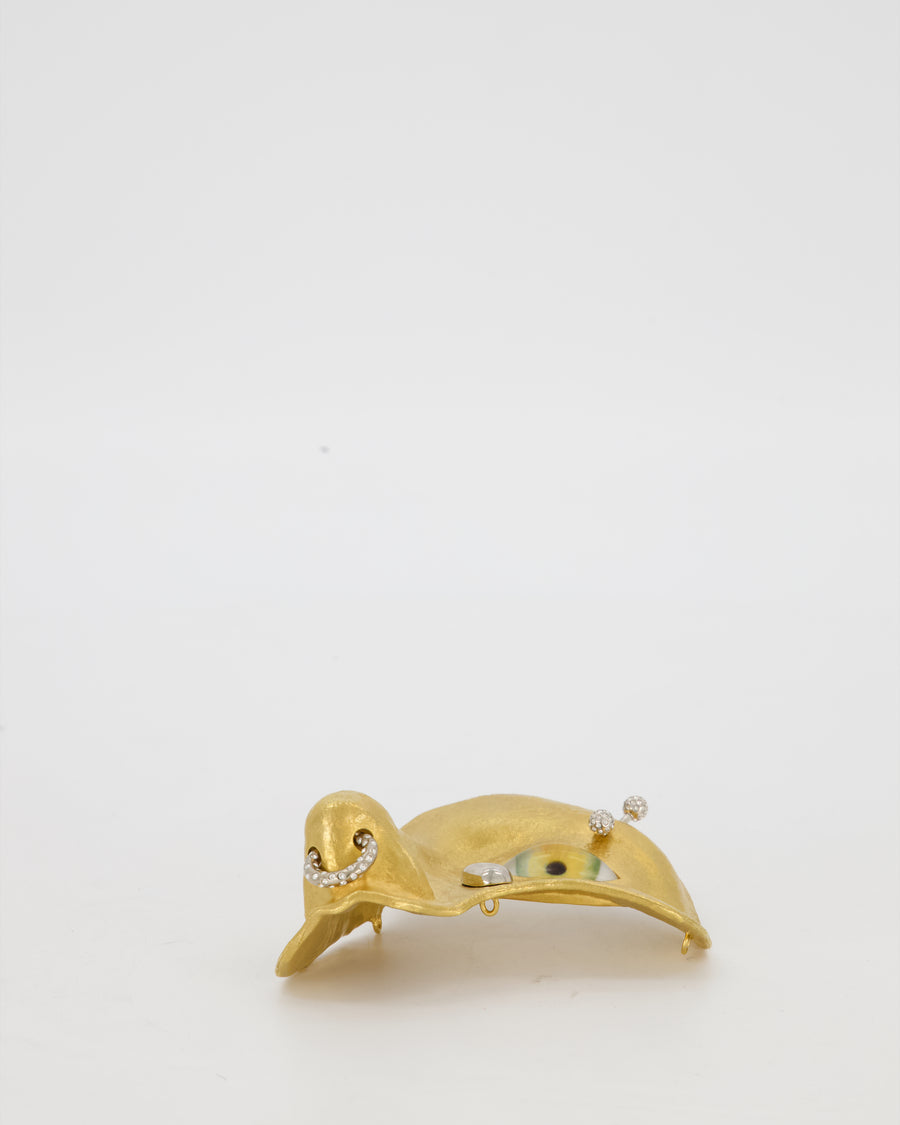 Schiaparelli Gold Brass Eye and Nose Embellishment with Crystal Eyebrow and Septum Piercing