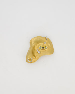 Schiaparelli Gold Brass Eye and Nose Embellishment with Crystal Eyebrow and Septum Piercing