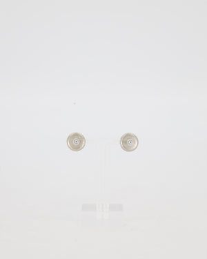 Chanel 18/A Navy and Silver Enamel and Crystal CC Round Stud Earrings