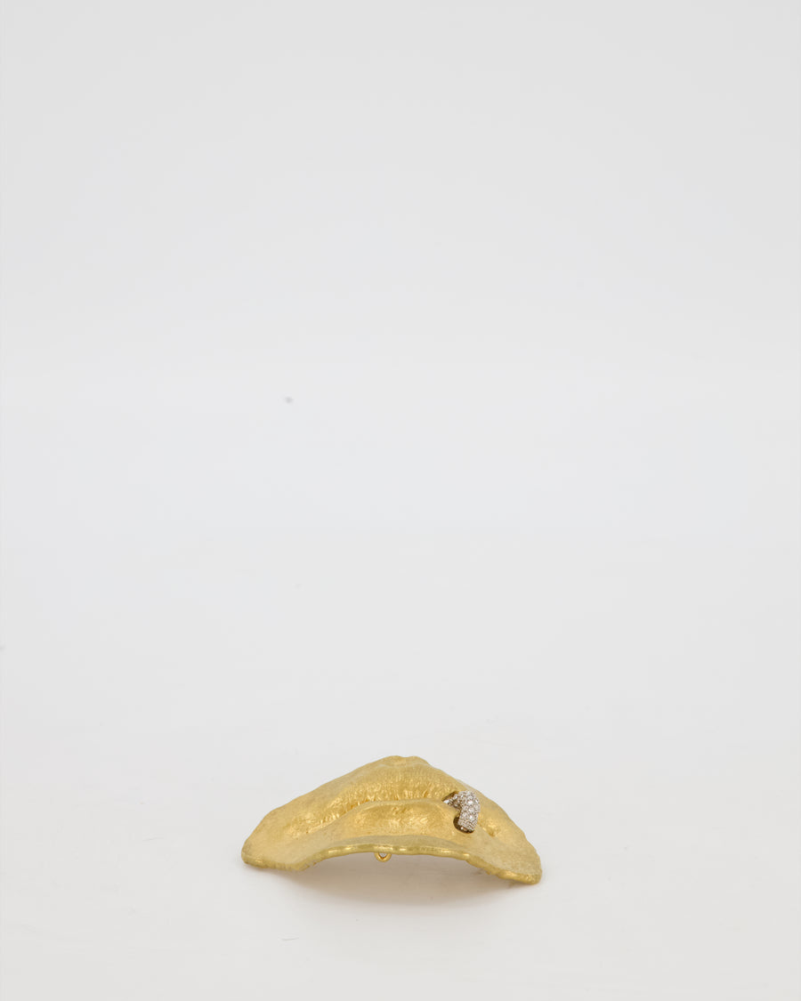 Schiaparelli Gold Brass Mouth Embellishment with Crystal Piercings