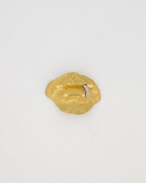 Schiaparelli Gold Brass Mouth Embellishment with Crystal Piercings