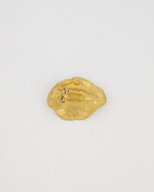 Schiaparelli Gold Brass Mouth Embellishment with Crystal Piercings