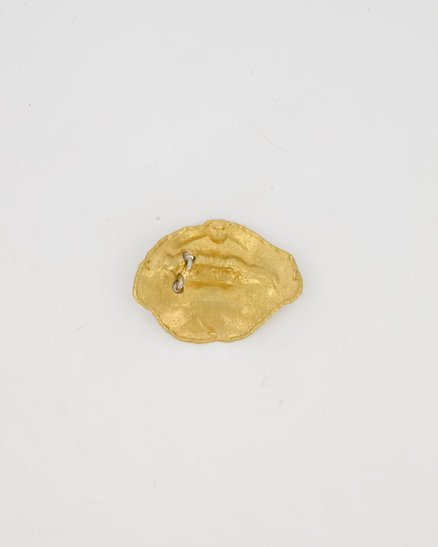 Schiaparelli Gold Brass Mouth Embellishment with Crystal Piercings