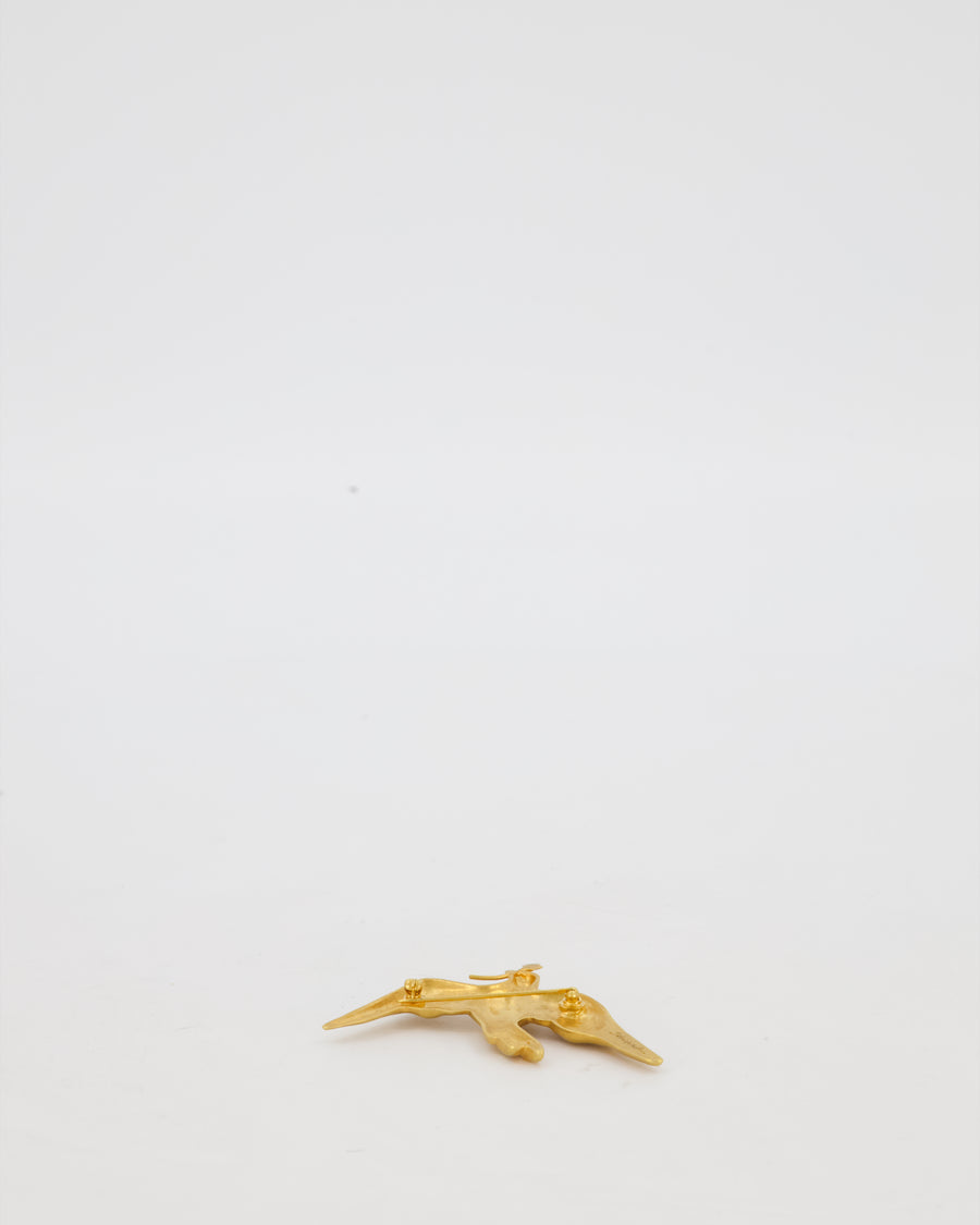 Schiaparelli Gold Brass Dove Brooch