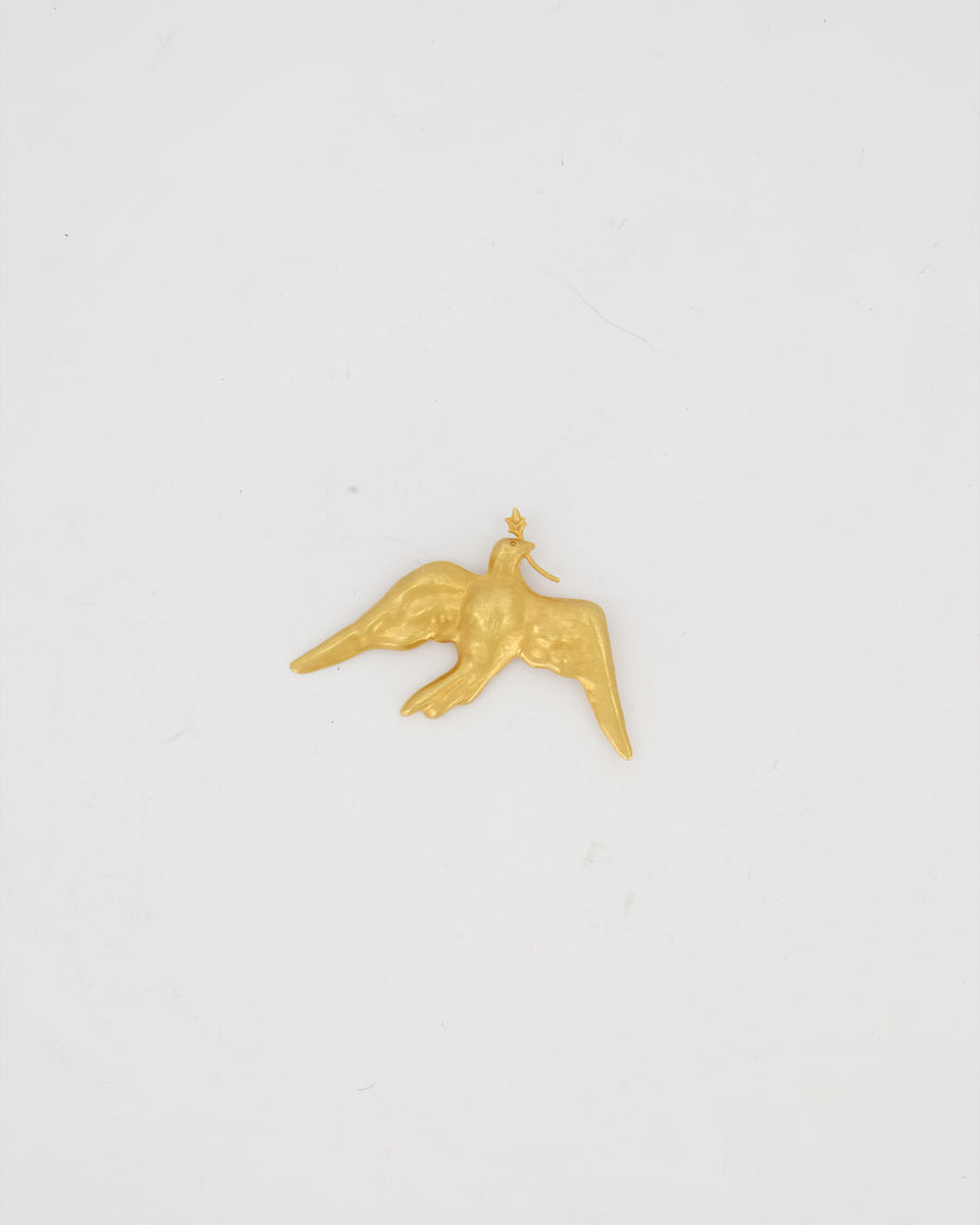 Schiaparelli Gold Brass Dove Brooch