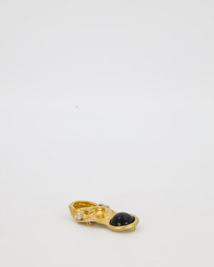Schiaparelli Gold Brass Ear Embellishment with Crystal Piercings