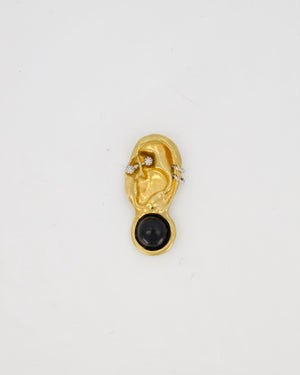 Schiaparelli Gold Brass Ear Embellishment with Crystal Piercings