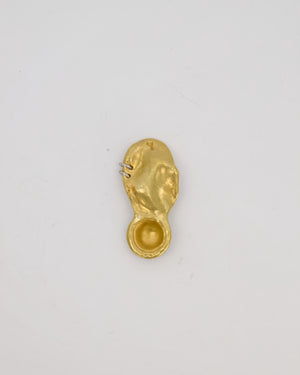Schiaparelli Gold Brass Ear Embellishment with Crystal Piercings