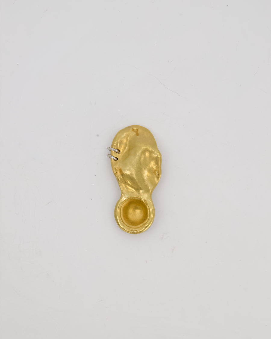 Schiaparelli Gold Brass Ear Embellishment with Crystal Piercings