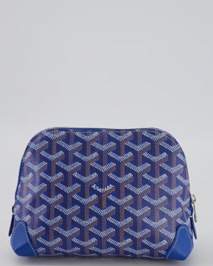 Goyard Vendome Pouch Bag in Blue Goyardine Coated Canvas with Silver Hardware