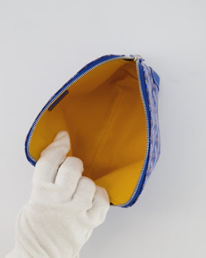 Goyard Vendome Pouch Bag in Blue Goyardine Coated Canvas with Silver Hardware