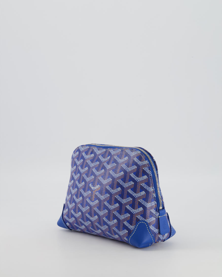 Goyard Vendome Pouch Bag in Blue Goyardine Coated Canvas with Silver Hardware
