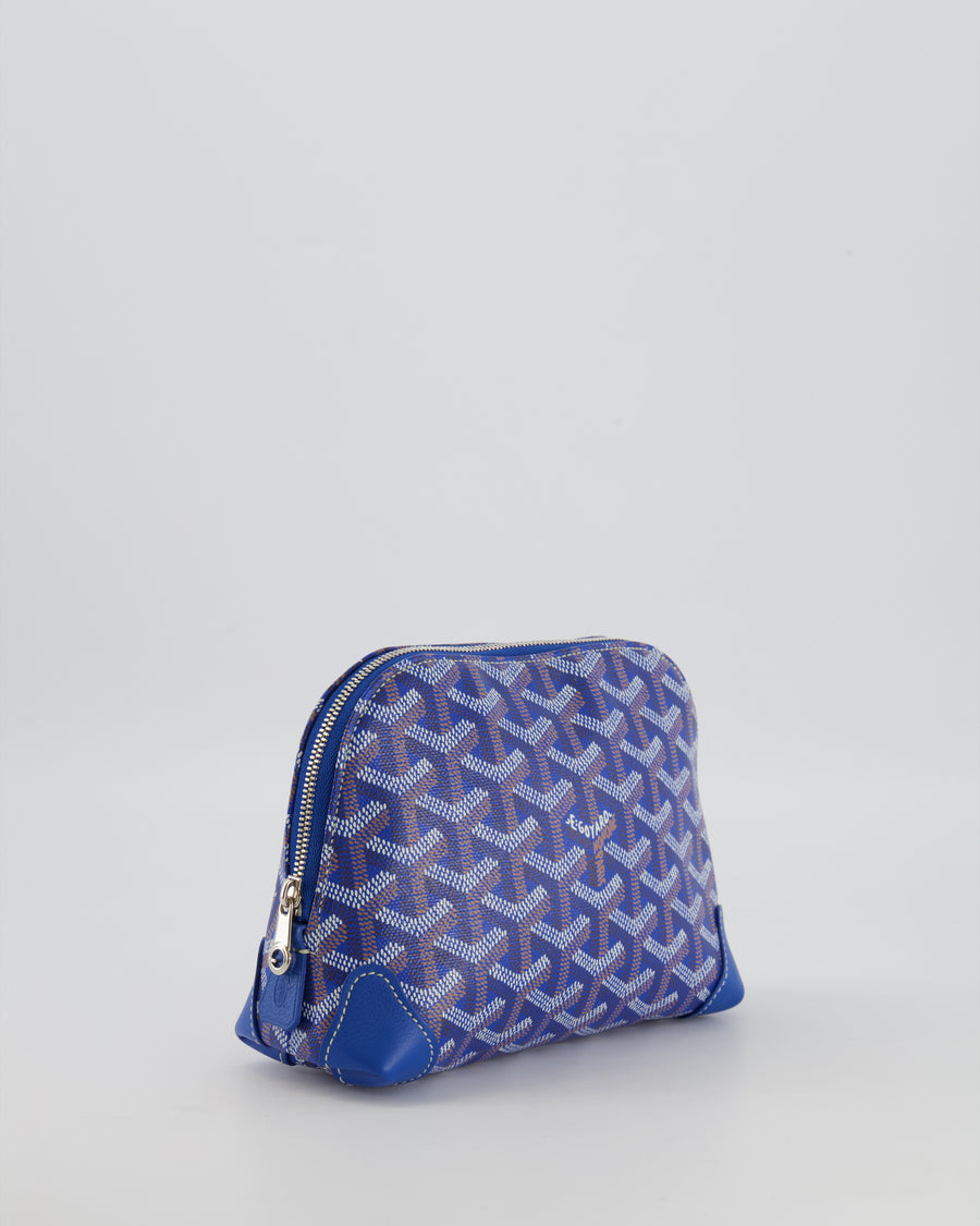 Goyard Vendome Pouch Bag in Blue Goyardine Coated Canvas with Silver Hardware