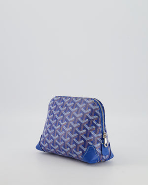 Goyard Vendome Pouch Bag in Blue Goyardine Coated Canvas with Silver Hardware