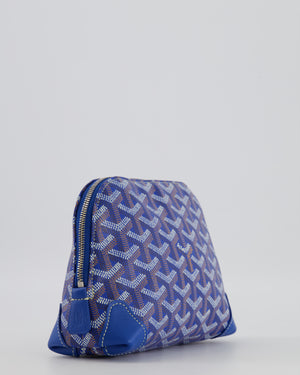 Goyard Vendome Pouch Bag in Blue Goyardine Coated Canvas with Silver Hardware