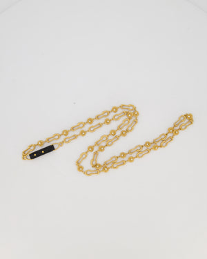 Schiaparelli Gold Brass Keyhole and Shell Chain with Crystal Embellishments