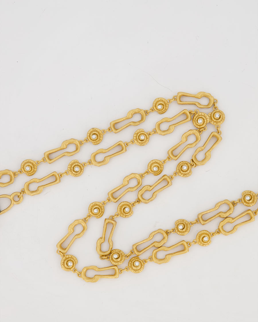 Schiaparelli Gold Brass Keyhole and Shell Chain with Crystal Embellishments