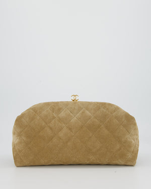Chanel O-Autre Forme A Chaine Dark Beige Clutch Bag In Suede Calfskin Gold Hardware