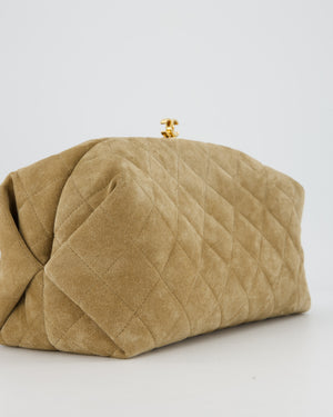 Chanel O-Autre Forme A Chaine Dark Beige Clutch Bag In Suede Calfskin Gold Hardware