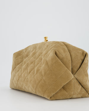 Chanel O-Autre Forme A Chaine Dark Beige Clutch Bag In Suede Calfskin Gold Hardware