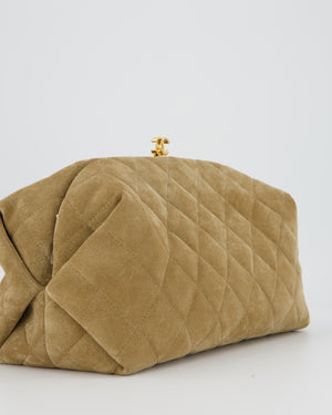 Chanel O-Autre Forme A Chaine Dark Beige Clutch Bag In Suede Calfskin Gold Hardware